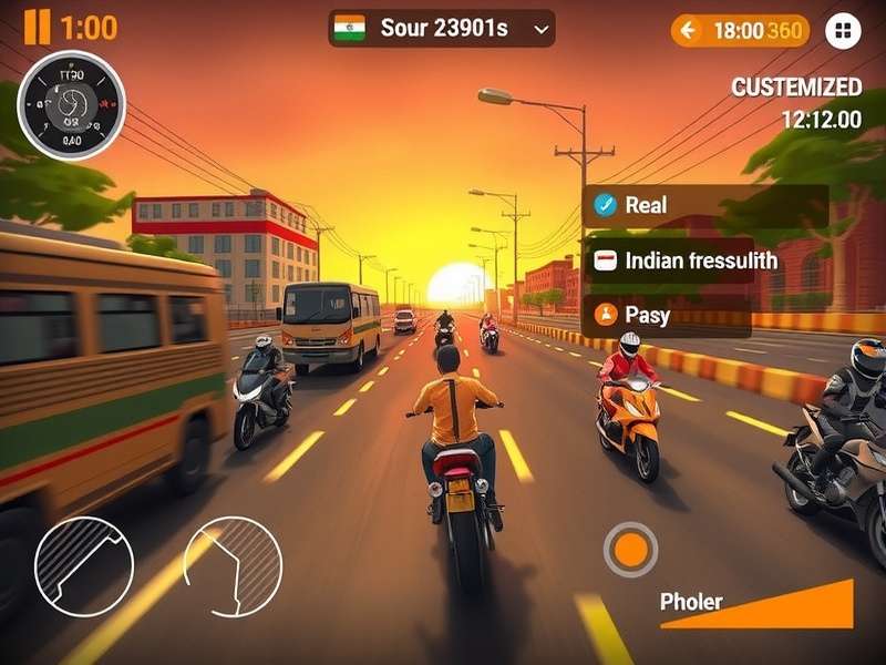 Sunset Sprint Desi gameplay screenshot showing Indian city racing
